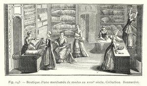 18. yüzyılda bir moda tüccarının dükkanı, Bonnardot Koleksiyonu (gravür) by French School