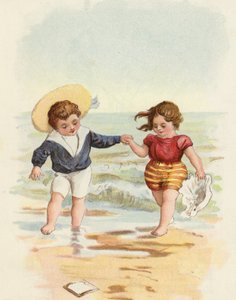 Sahilde oynayan kız ve erkek by French School