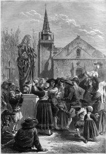 Breton geleneği: “festar goadgennon” veya “fete des boudins”. Bir köyün sakinleri, Büyük Aziz Antuan