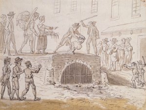 Kanalizasyona atılan Marat büstü, 5 Şubat 1795 (kağıt üzerine suluboya) by French School