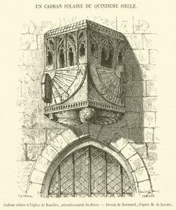 Rouelles kilisesinde güneş saati, Le Havre bölgesi (gravür) by French School