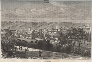 Cahors - Lot - Midi-Pyrenees - V.A. Malt-Brown tarafından “La France illustrée: coğrafya, tarih, istatistiksel yönetim” de gravür. 1884 by French School