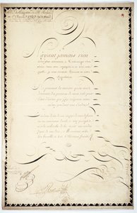 Kaligrafi: Andre Francois Roland tarafından 1737 tarihli resepsiyon parçası. by French School