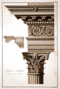 Capital & Entablature, Maison Carrée, Nimes, Fransa by French School