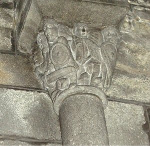 Moors ile savaşan yerel şövalyeleri gösteren sermaye by French School