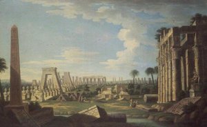 Mısır Harabeleri ile Capriccio (panelde yağ) by French School