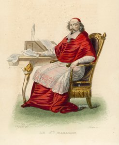 Kardinal Mazarin (renkli gravür) by French School