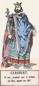 8. kral Caribert, 561'de tahta çıktı, 567'de öldü (renkli gravür) by French School