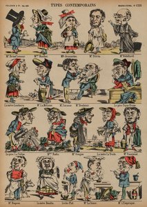 Karikatürler (renkli gravür) by French School
