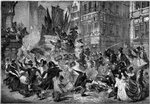 1860 yılında Antwerp (Belçika) sokaklarında karnaval sahnesi. 3 Mart 1860 tarihli “Le Monde Illustré” n°151