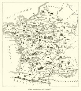 Fransa gastronomik haritası (gravür) by French School
