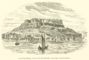 Castle-Reef Rock, Labrador, Kuzey Amerika kıyısında (gravür) by French School