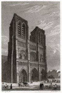 Notre Dame de Paris Katedrali. (gravür, yaklaşık 1850) by French School