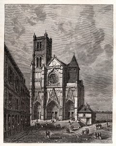 Cathedrale Saint-Etienne de Meaux - Seine-et-Marne - V.A. Malt-Brown tarafından “La France illustrée: coğrafya, tarih, istatistiksel yönetim” de gravür. 1884 by French School