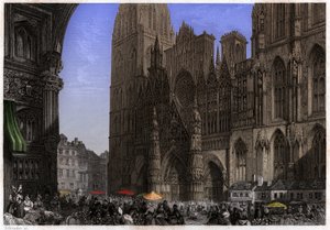 Rouen Katedrali. (gravür, yaklaşık 1850) by French School