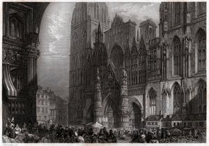 Rouen Katedrali. (gravür, yaklaşık 1850) by French School