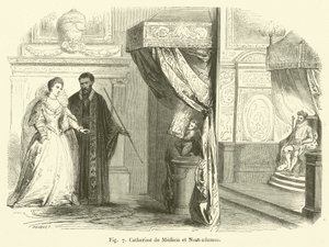 Catherine de Medici ve Nostradamus (gravür) by French School