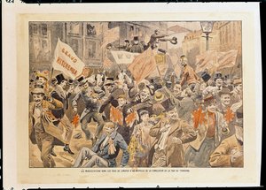 Transvaal'da barışın sona erdiği haberinin ardından Londra sokaklarında kutlamalar, Mayıs 1902 (basılı) by French School