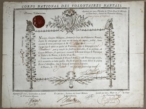 Nantes Ulusal Gönüllüler Muhafızlarına Kabul Belgesi, 1789 by French School