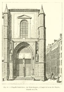 1796 yılında yıkılan rue des Noyers köşesinde Chapelle Saint-Yves, rue Saint-Jacques, by French School