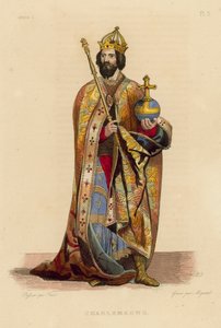 Şarlman (renkli gravür) by French School