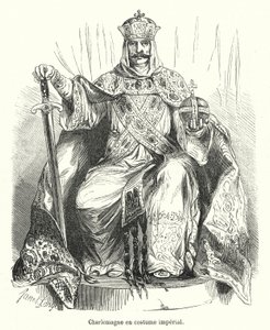 Charlemagne en kostüm emperyal (gravür) by French School