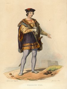 Charles VIII (renkli gravür) by French School