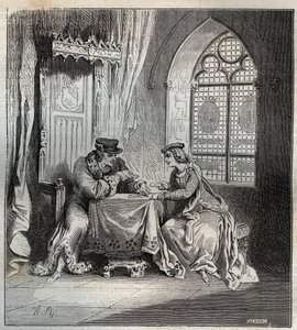 Charles VI (1380-1422) ve Odette de Champdivers - İyi Amaçlı Charles olarak bilinen Fransa Kralı VI. “Paris'te oyma iskambil kağıtları by French School