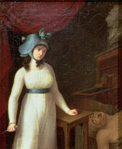Charlotte Corday (1768-93) ve Jean Paul Marat'nın (1743-93) Hamamında Suikastı by French School
