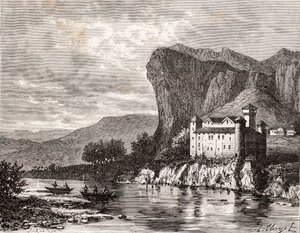 Chateau de la Caze en Lozere - V.A. tarafından “La France illustree: coğrafya, tarih, istatistiksel yönetim” de gravür Malt-Kahverengi. 1884 by French School