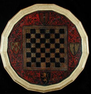ನಾಲ್ಕು ಕೋಟ್ ಆಫ್ ಆರ್ಮ್ಸ್ ಹೊಂದಿರುವ ಚದುರಂಗ ಫಲಕ, c.1400-30 ಟರ್ಕ್ by French School