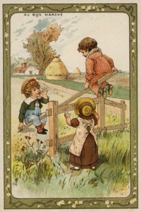 Tahterevalli üzerinde oynayan çocuklar (chromolitho) by French School