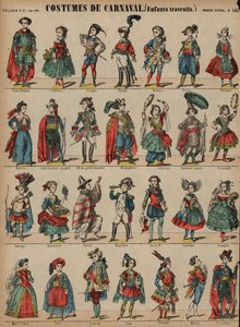 Çocuk karnaval kostümleri (renkli gravür) by French School