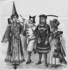 Çocuk giyimi: cadı kostümleri, palyaço, sayfa ve “İmparatorluk”. 23 Ocak 1896 tarihli “La gazette du dimanche” de gravür. by French School