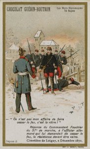 Chocolat Guerin-Boutron ticari kartı, Tarihi Sözler serisi (chromolitho) by French School