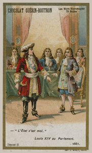 Chocolat Guerin-Boutron ticaret kartı, Tarihi Sözler serisi by French School
