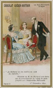 Chocolat Guerin-Boutron ticaret kartı, Tarihi Sözler serisi by French School