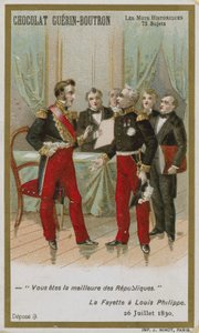 Chocolat Guerin-Boutron ticaret kartı, Tarihi Sözler serisi by French School