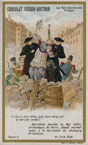 Chocolat Guerin-Boutron ticaret kartı, Tarihi Sözler serisi by French School