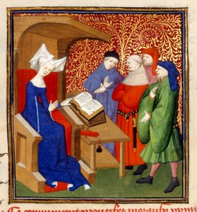 Christine Instructing, MS Harley 4431, f.259v, Fransa, c.1410-14 (parşömen üzerine renkli) by French School