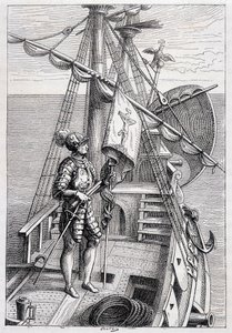 Kristof Kolomb karavanında, hasta. Jules Verne tarafından “” Discovery de la Terre”, ed. Hetzel, n.d. 19. by French School