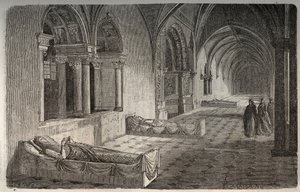 Henri II - Eleonore de Guyenne - heykelleri ile Fontevrault Manastırı - Victor Duruy (1811-1894) - 1882 tarafından “Histoire de France” da gravür by French School