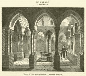 Benedictine Manastırı Manastırı, Monreale, Sicilya (gravür) by French School