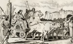 Clovis III (682-95), Oxen tarafından çekilen bir Arabada, Herstalli Pepin II (c.714) Yanında Binerken, Colart