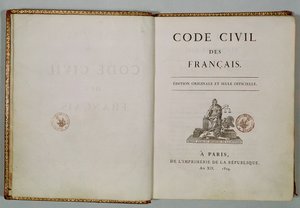 Code Civil, başlık sayfasında açın, 1804 by French School