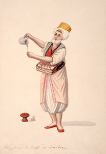 Kahveci, Osmanlı dönemi, 18. yüzyılın üçüncü çeyreği (kağıt üzerinde wc) by French School