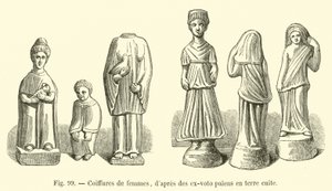 Pagan pişmiş toprak adak tekliflerinden kadın saç modelleri by French School