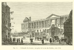 Louvre Colonnade, Rue des Poulies'den görünüm, yaklaşık 1758 by French School