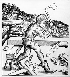 Görev Arkadaşı veya Büyük kesme baltasının yoldaşı, Carpenter, 15. yüzyıl sonu by French School