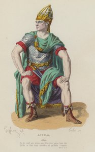 Corneille, Attila, Perde I, Sc I (renkli gravür) by French School